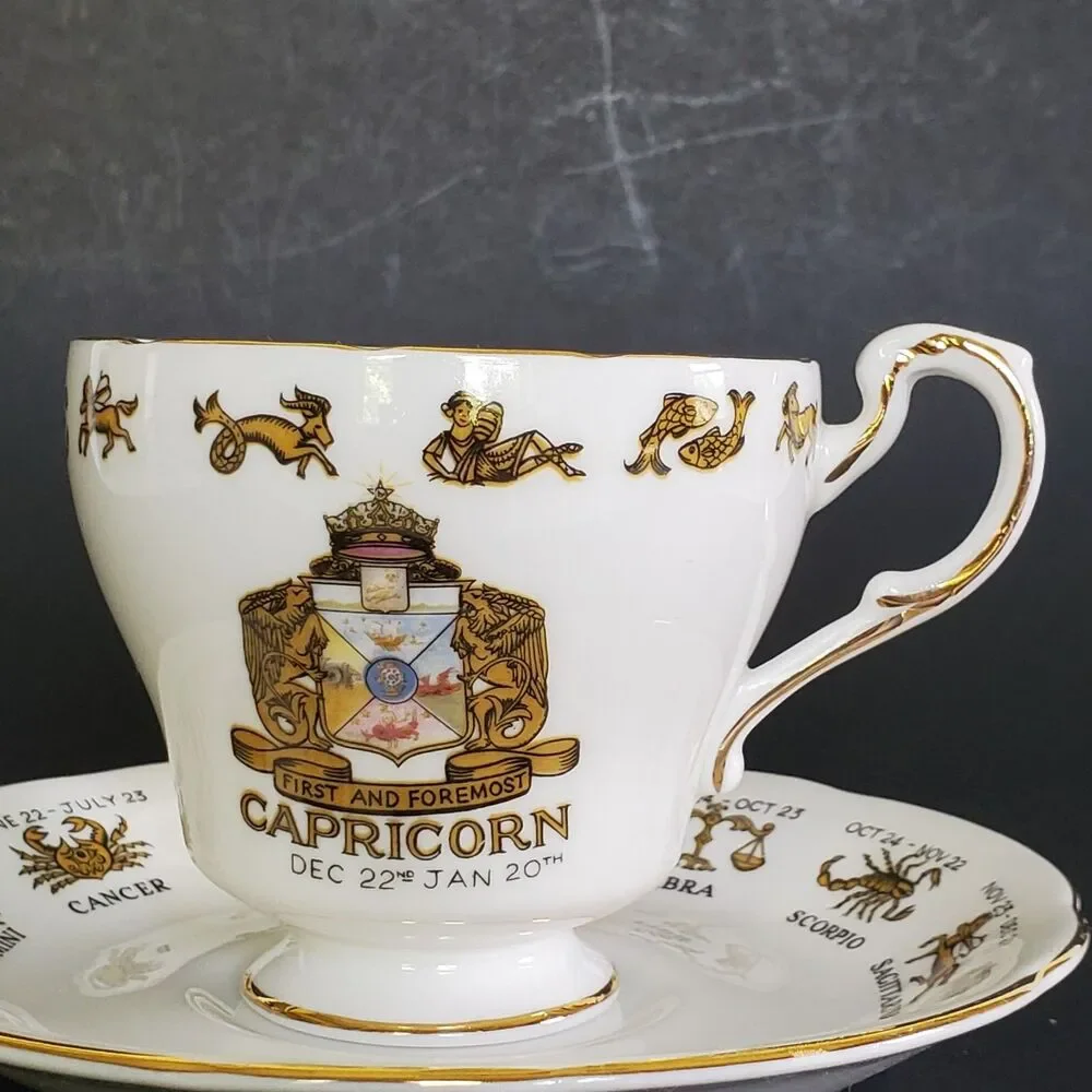 Capricorn 12/22-1/20 Teacup Saucer Astrology Zodiac Sign Regal Bone China Englan